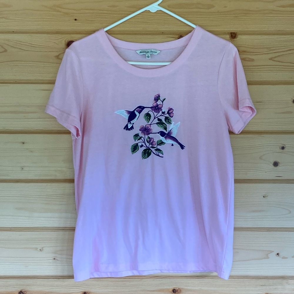 Size Small T-Shirt Embroidered Hummingbird Design Women’s - Picture 2 of 4